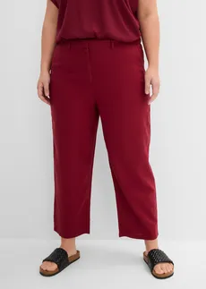 Pantaloni barrel din material cu in și viscoză, culoare: roșu arțar