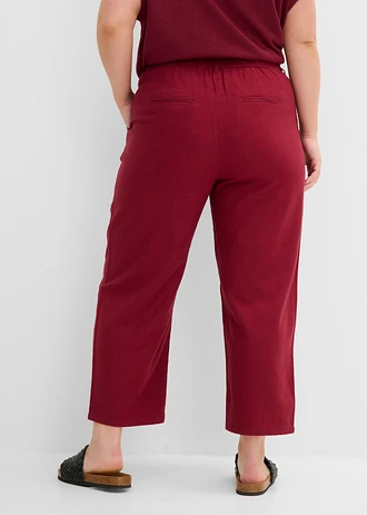 Spodnie barrel z mieszanki lnu i wiskozy, kolor: czerwony klonowy