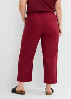 Pantaloni barrel din material cu in și viscoză, culoare: roșu arțar