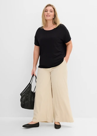 Shirt in een zachte viscosemix, Kleur: zwart