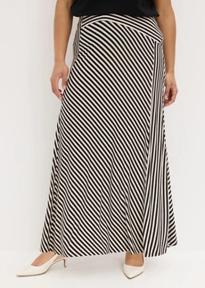 Jersey rok in een viscosemix, Kleur: zwart-wolwit gestreept