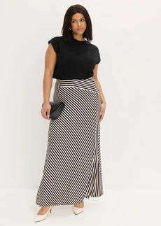 Jersey rok in een viscosemix, Kleur: zwart-wolwit gestreept