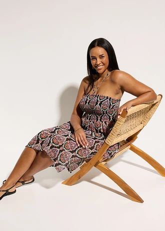 Chiffon strandjurk • zwart-meerkleurig plus size • bonprix online shop