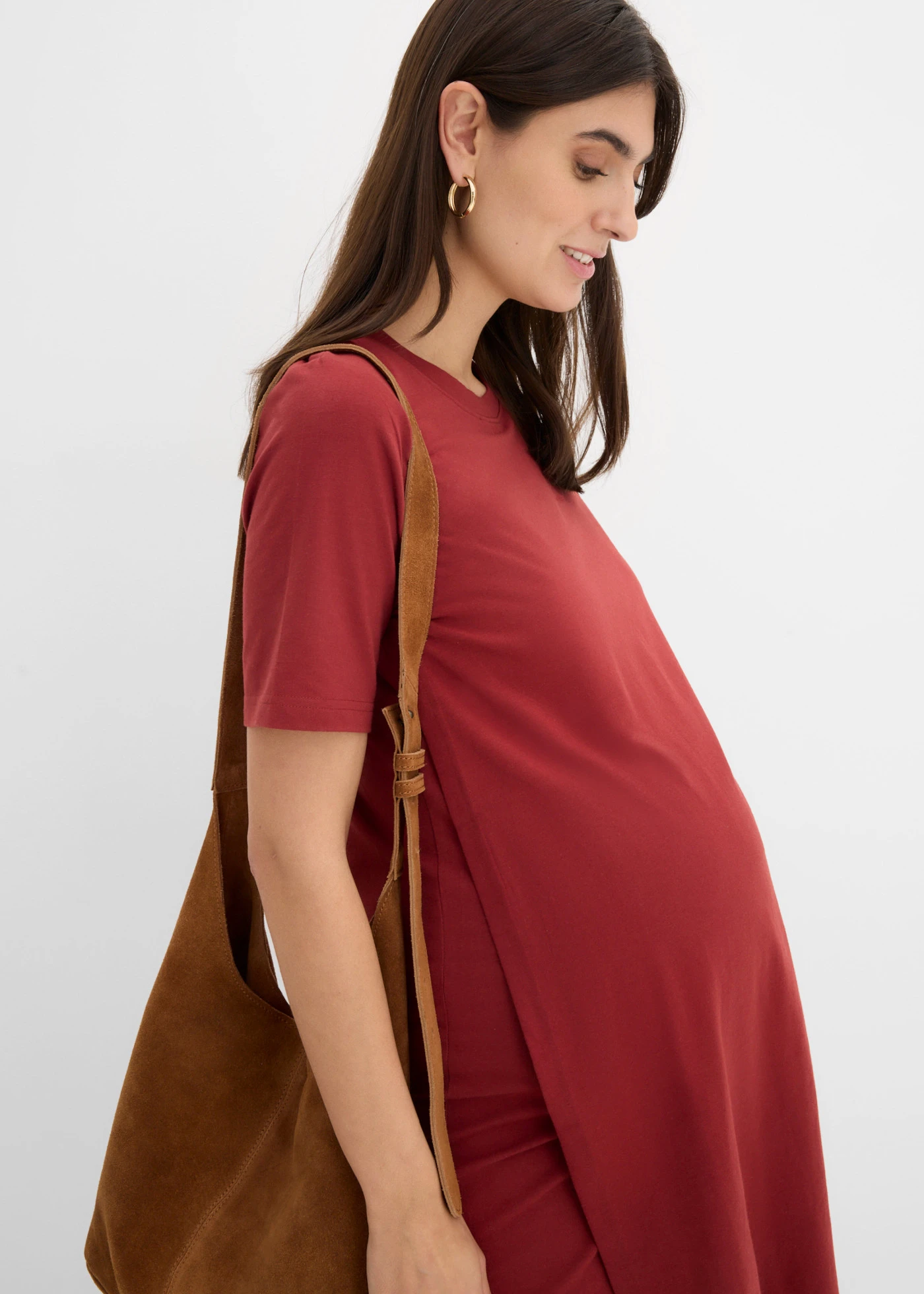 Robe de grossesse et d’allaitement en coton • rouge désert • Boutique bonprix