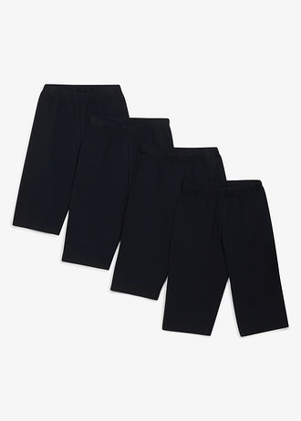 Korte legging van een elastische katoenmix (set van 4), Kleur: zwart