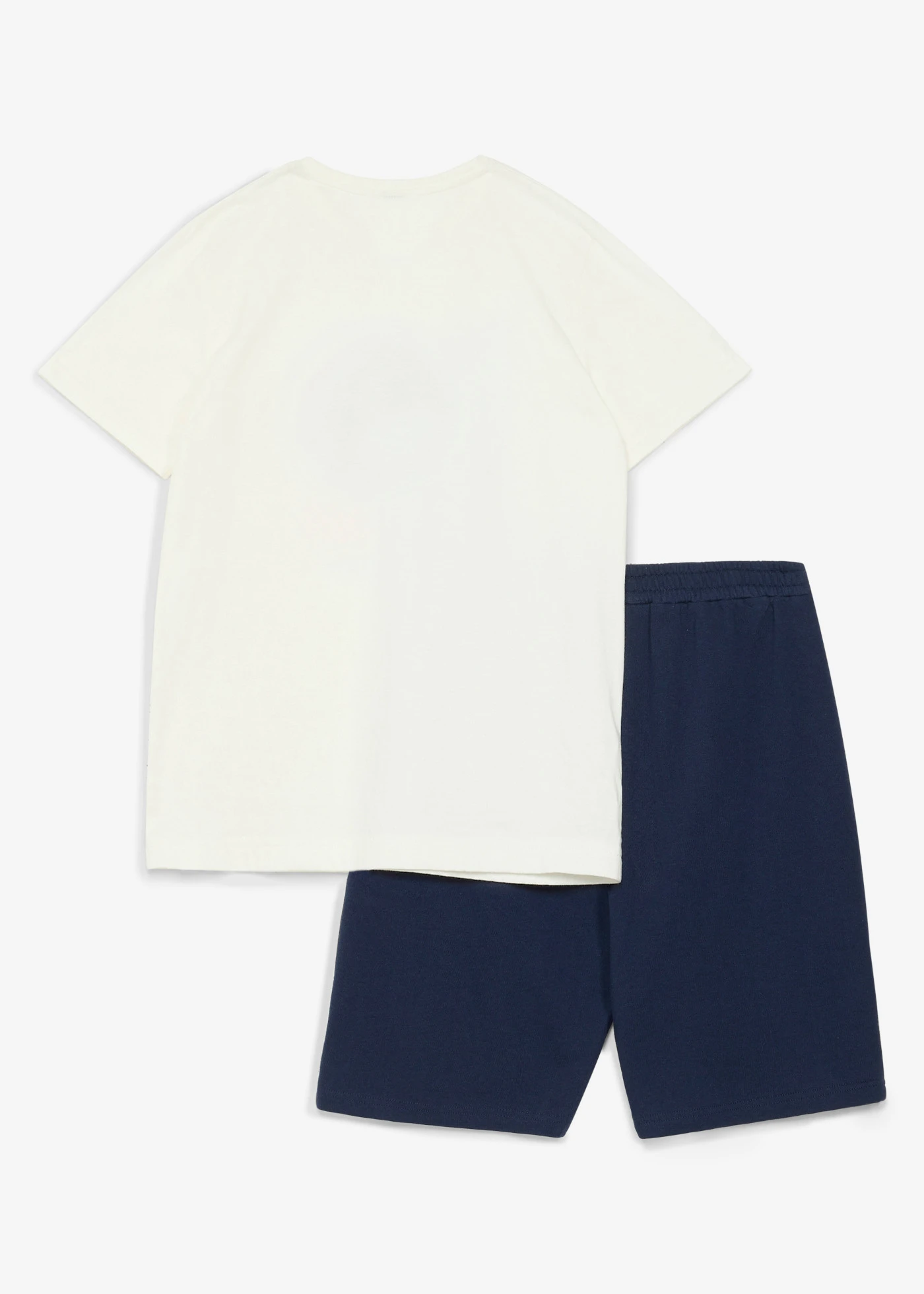 T-shirt en sweatbermuda van puur biologisch katoen (2-dlg. set) • wolwit-donkerblauw met print • bonprix online shop