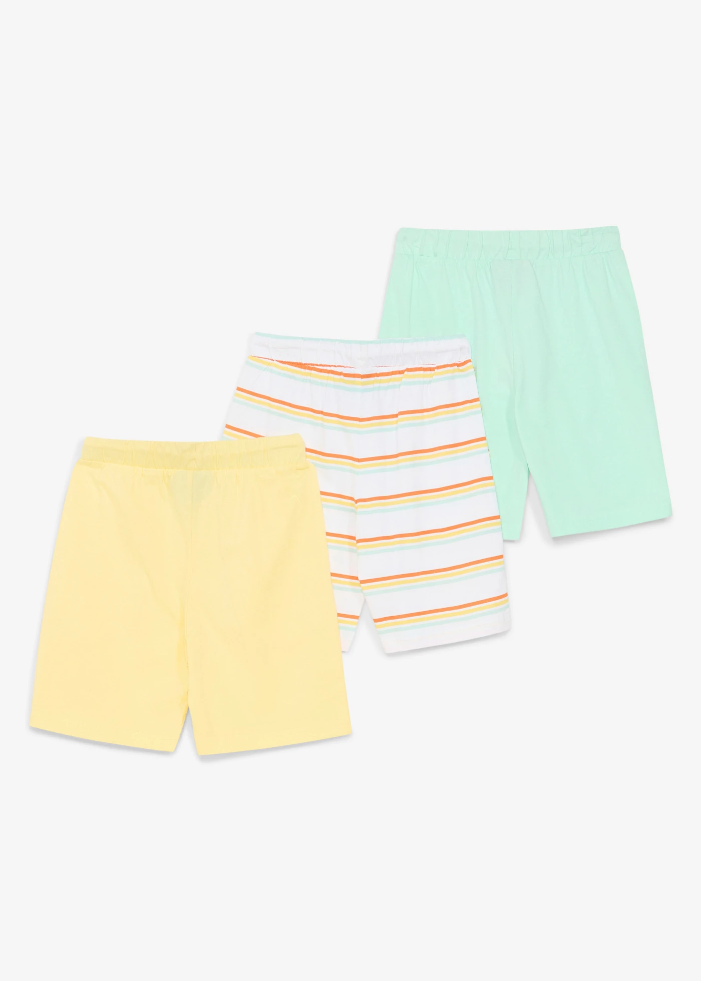 Bermude din jerse 100% din bumbac organic (set 3 buc.) • galben deschis+verde-mentă deschis +alb cu imprimeu • magazin bonprix