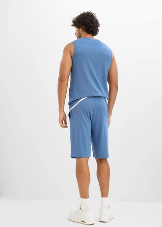 Muscle shirt en shirt-bermuda (2-dlg. set) • jeansblauw-donkerblauw • bonprix online shop