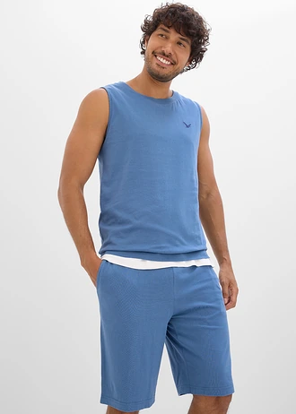 Muscle shirt en shirt-bermuda (2-dlg. set) • jeansblauw-donkerblauw • bonprix online shop