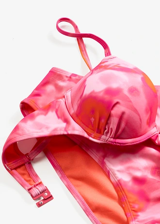 Merevítős bikini (2-részes szett) • korallpiros-pink mintás • bonprix áruház