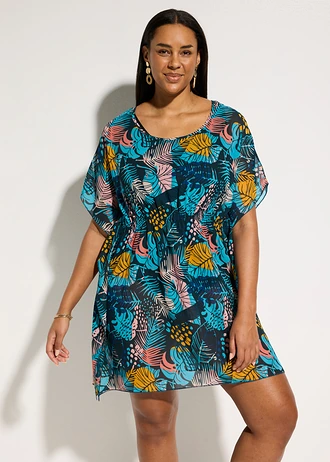 Strandtuniek van lichte chiffon, Kleur: blauw-geel