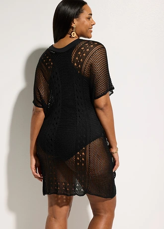 Strandjurk in gehaakte look van soepele viscose • beige plus size • bonprix online shop