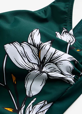 Maillot 1 pièce sculptant, maintien léger • vert profond floral • Boutique bonprix