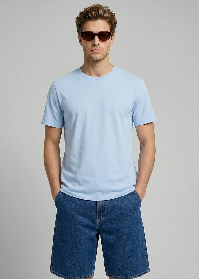 T-shirt JJ REBEL 100% coton, Couleur: bleu clair