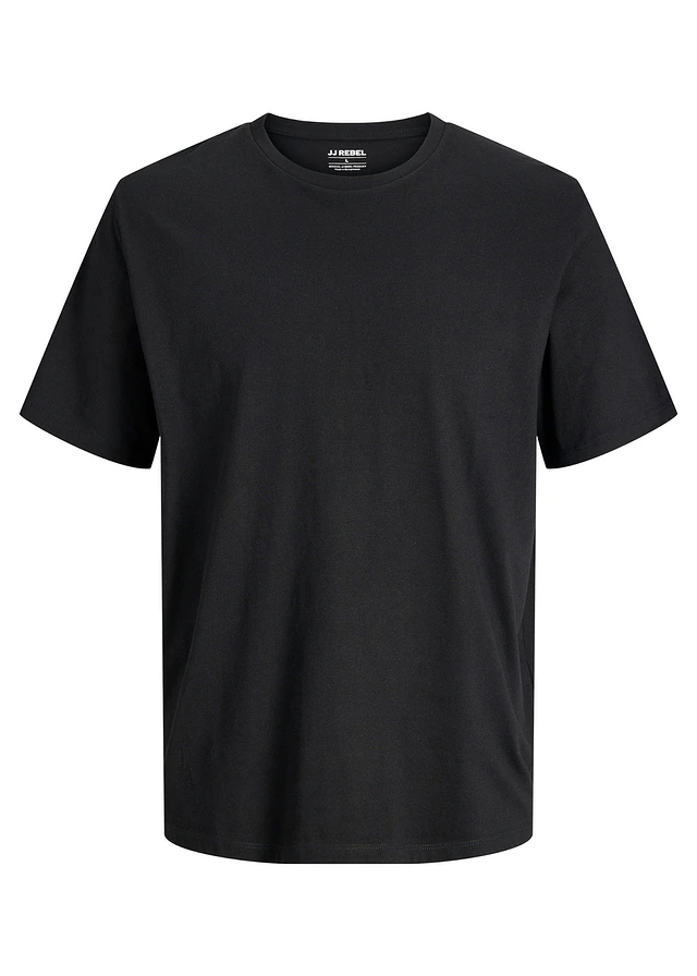 JJ REBEL T-shirt van puur katoen, Kleur: zwart met print