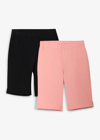 Colanți scurți cu bumbac organic (set/2 buc.) • negru+roz soft • magazin bonprix