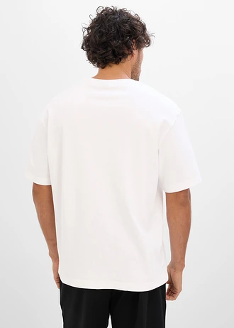 T-shirt z grubej bawełny (2 szt.) • czarny+biały z nadrukiem • sklep bonprix