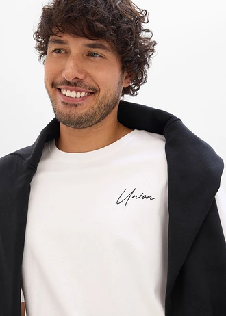 Lot de 2 T-shirts en coton épais • noir+blanc imprimé • Boutique bonprix