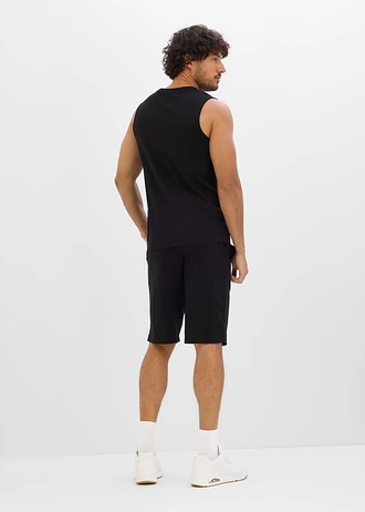 Muscle shirt en shirt-bermuda (2-dlg. set) • zwart-zilvergrijs • bonprix online shop