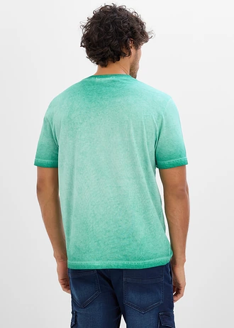 Tricou cu aspect prespălat din bumbac organic • verde oceanic cu imprimeu • magazin bonprix