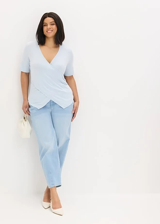 T-shirt doux en viscose extensible, Couleur: bleu poudré