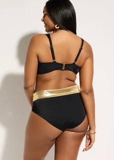 Zmenšovací bikiny se vsadkami zlaté barvy (2dílná souprava), barva: černá /zlatá