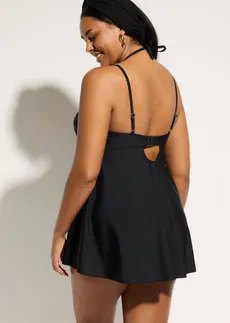 Lange tankini met versierde bandjes  (2-dlg. set), Kleur: zwart