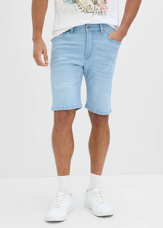 Bermude de blugi cu talie elastică, Regular Fit, culoare: bleu denim