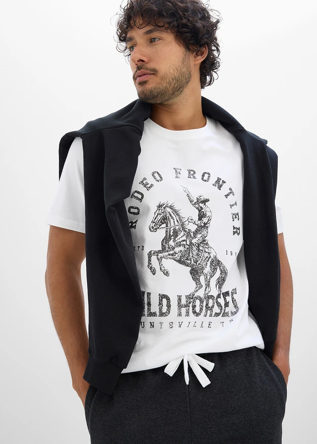 T-shirt 100% coton, Couleur: blanc imprimé