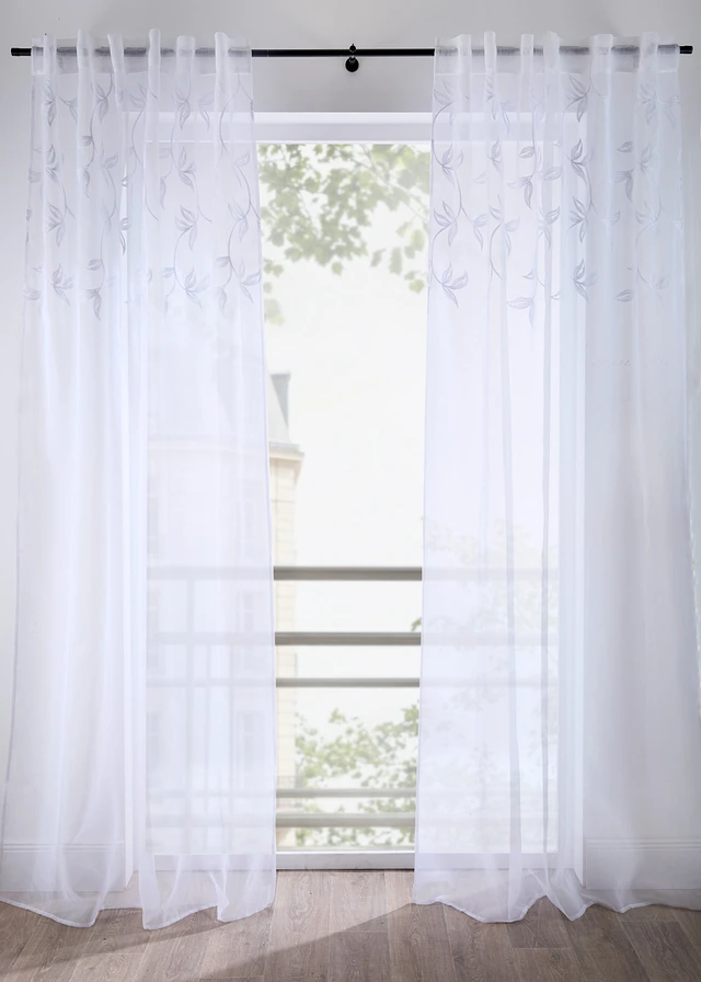 Voilage avec broderies (1 pce) • blanc • Boutique bonprix