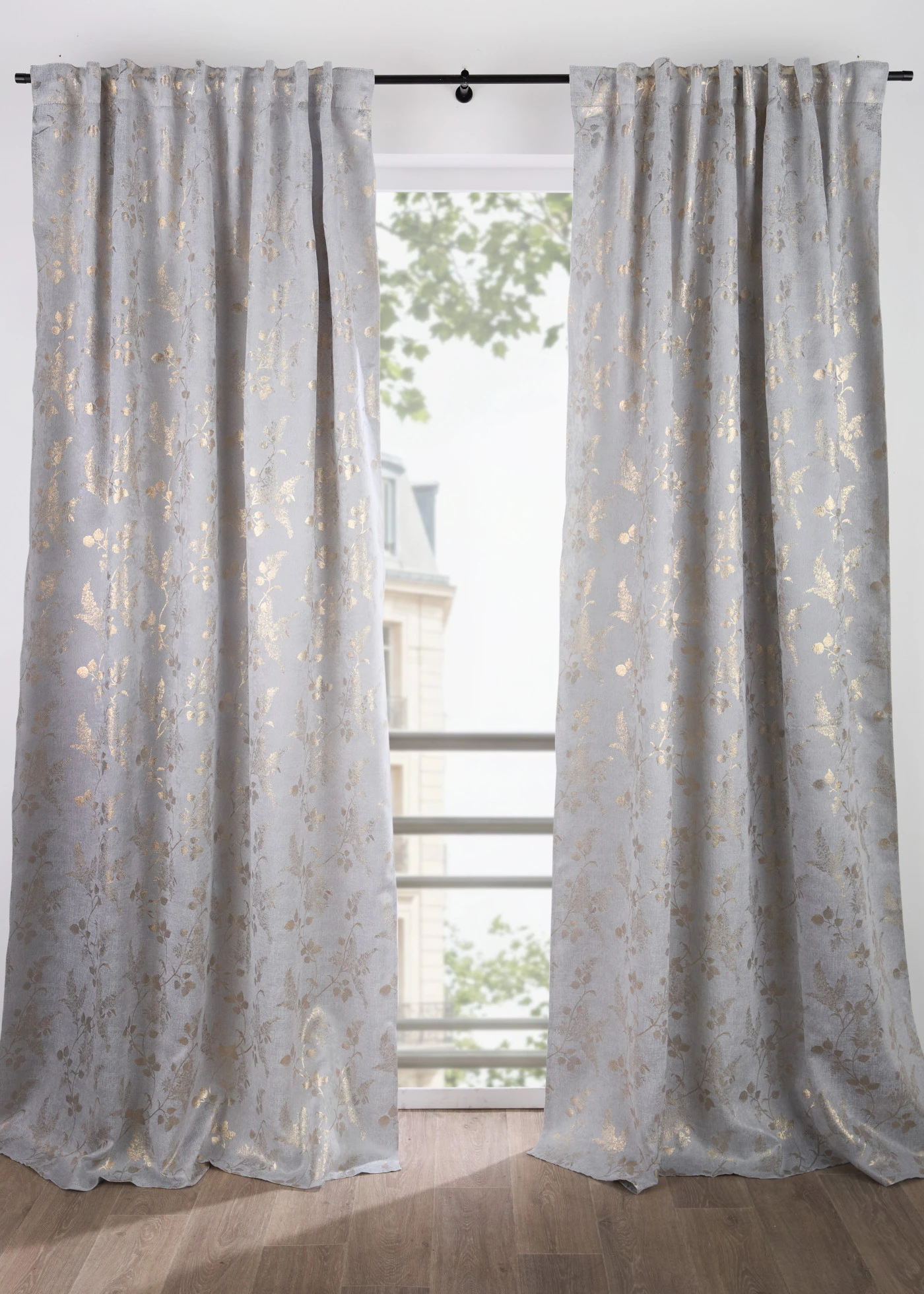 Jacquard fleece gordijn met glans (1 stuk) • beige-goudkleur met print • bonprix online shop
