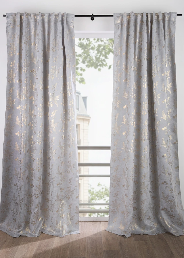Jacquard fleece gordijn met glans (1 stuk) • beige-goudkleur met print • bonprix online shop