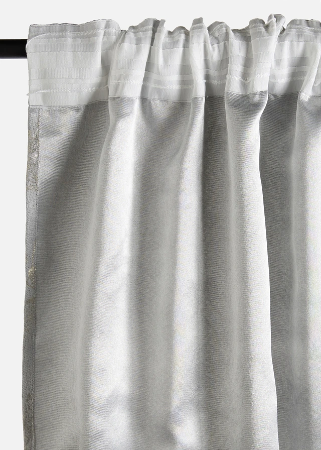 Jacquard fleece gordijn met glans (1 stuk), Kleur: beige-goudkleur met print