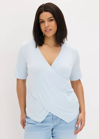 T-shirt doux en viscose extensible, Couleur: bleu poudré