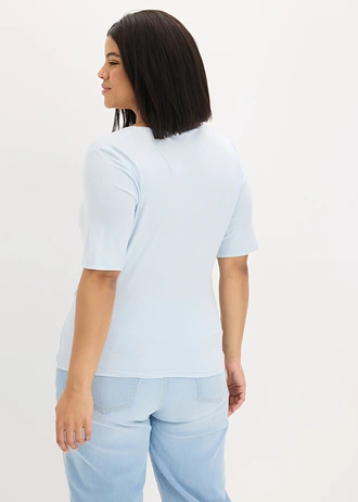 T-shirt doux en viscose extensible, Couleur: bleu poudré