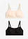 Bralette zonder beugel met katoen (set van 2), Kleur: zwart+sandbeige