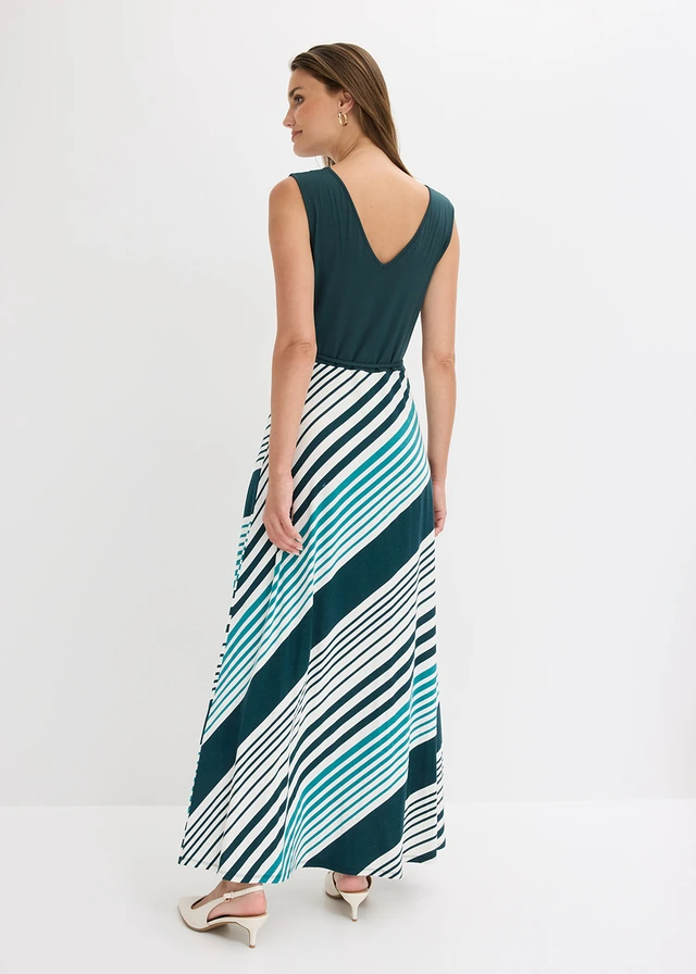 Maxi jurk van een zachte viscosemix • diepgroen gestreept • product-page.page-title-suffix