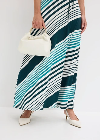 Rochie maxi din amestec moale cu viscoză • verde profund dungat • magazin bonprix