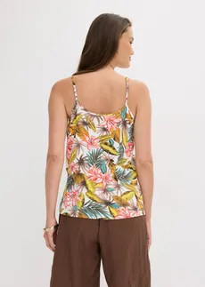 Top à fines bretelles en viscose extensible douce • vert floral • Boutique bonprix