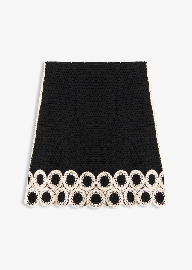 Fustă tricotată din bumbac 100% • negru • magazin bonprix