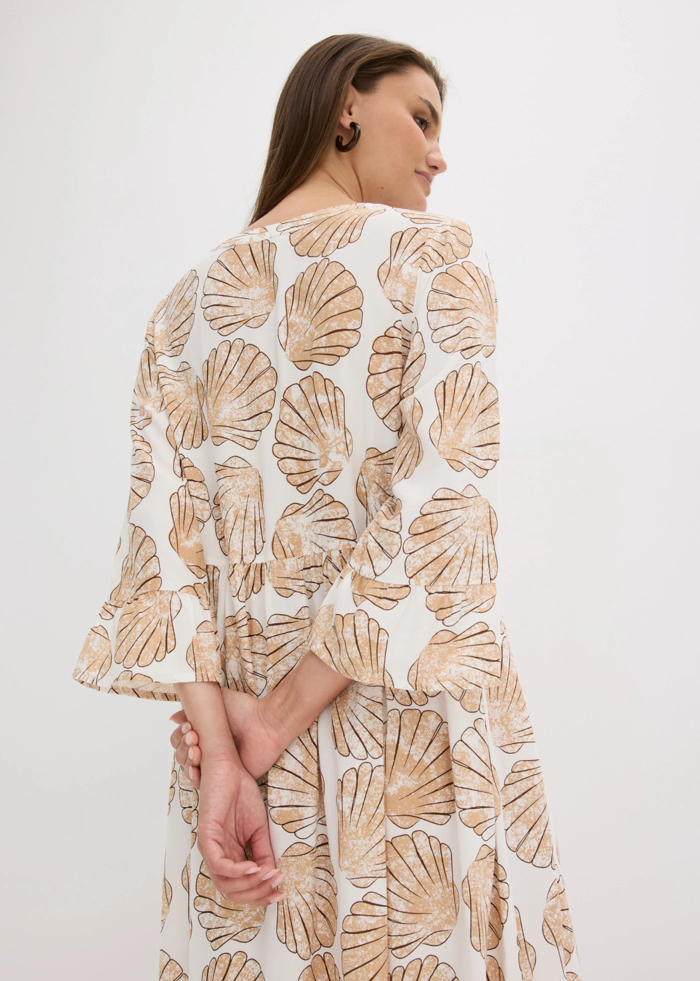 Rochie-tunică din viscoză fluidă • ecru-bej cu imprimeu • magazin bonprix