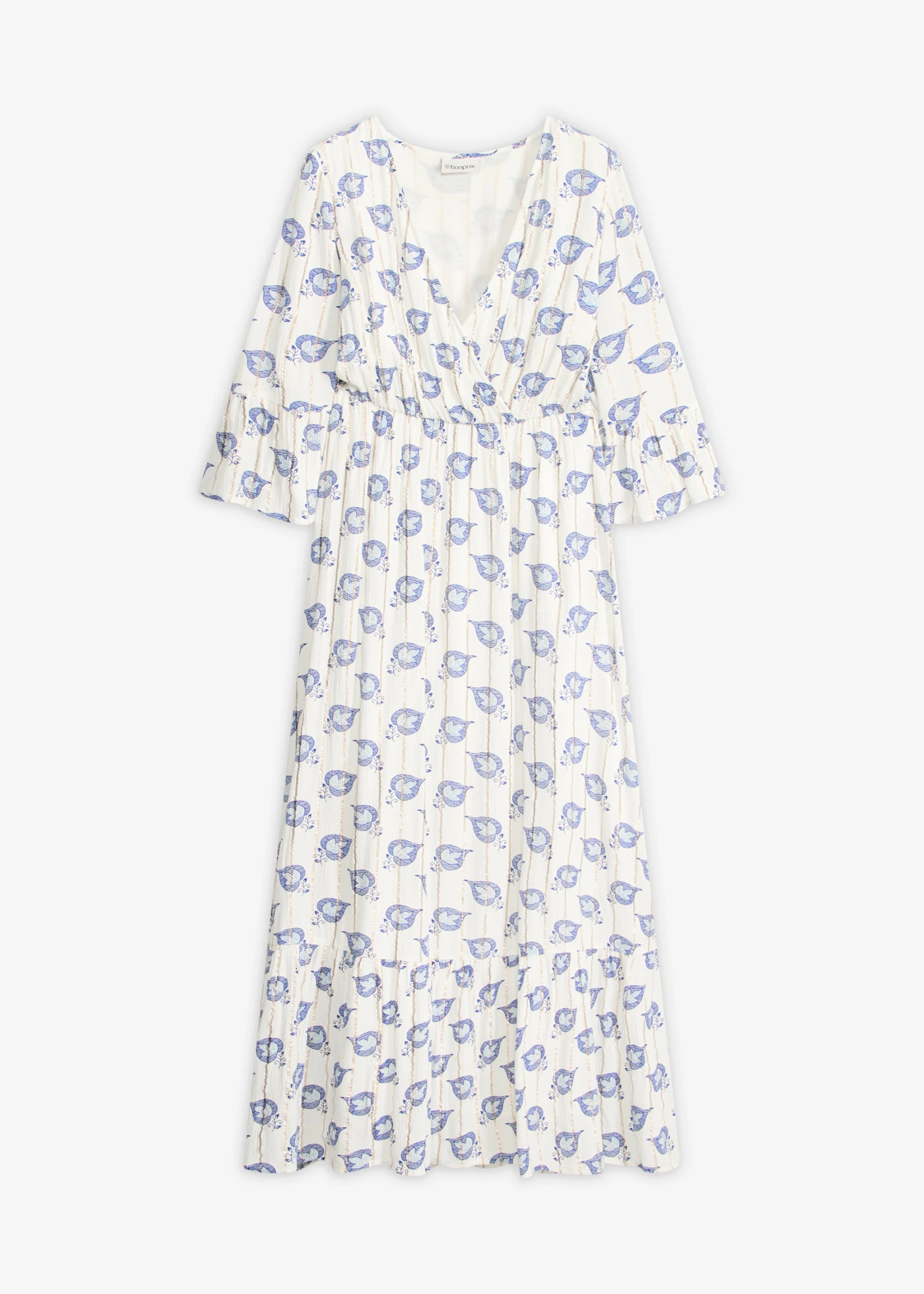 Maxi jurk van gestructureerde viscose met glittereffect • wit-blauw paisley • bonprix online shop