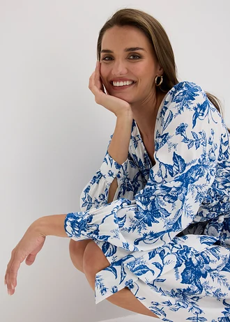 Jurk van soepele viscose • wit-blauw gebloemd • bonprix online shop
