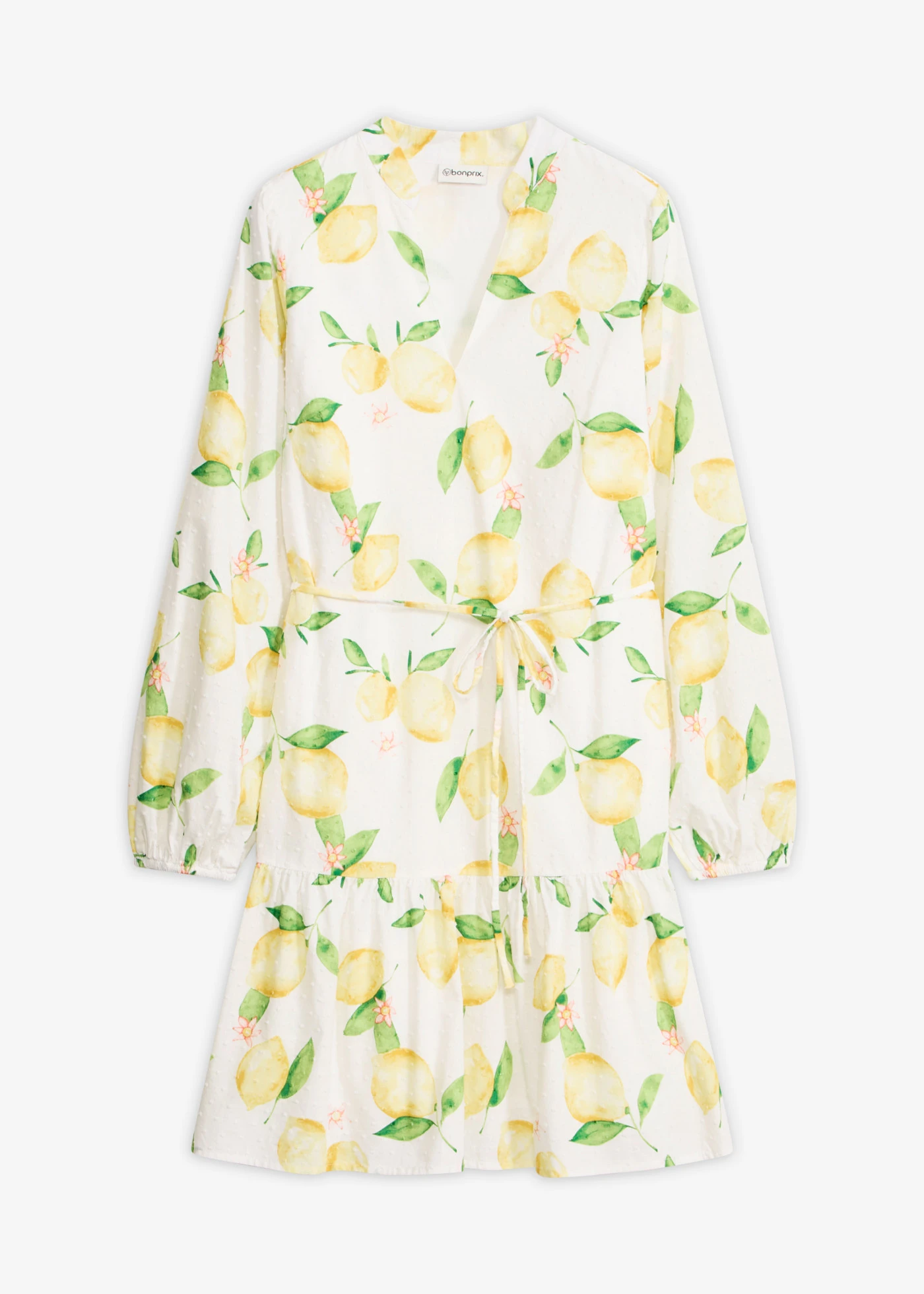 Tuniekjurk van puur katoen • wit-geel citroenprint • bonprix online shop