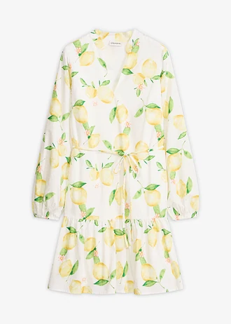 Tuniekjurk van puur katoen • wit-geel citroenprint • bonprix online shop