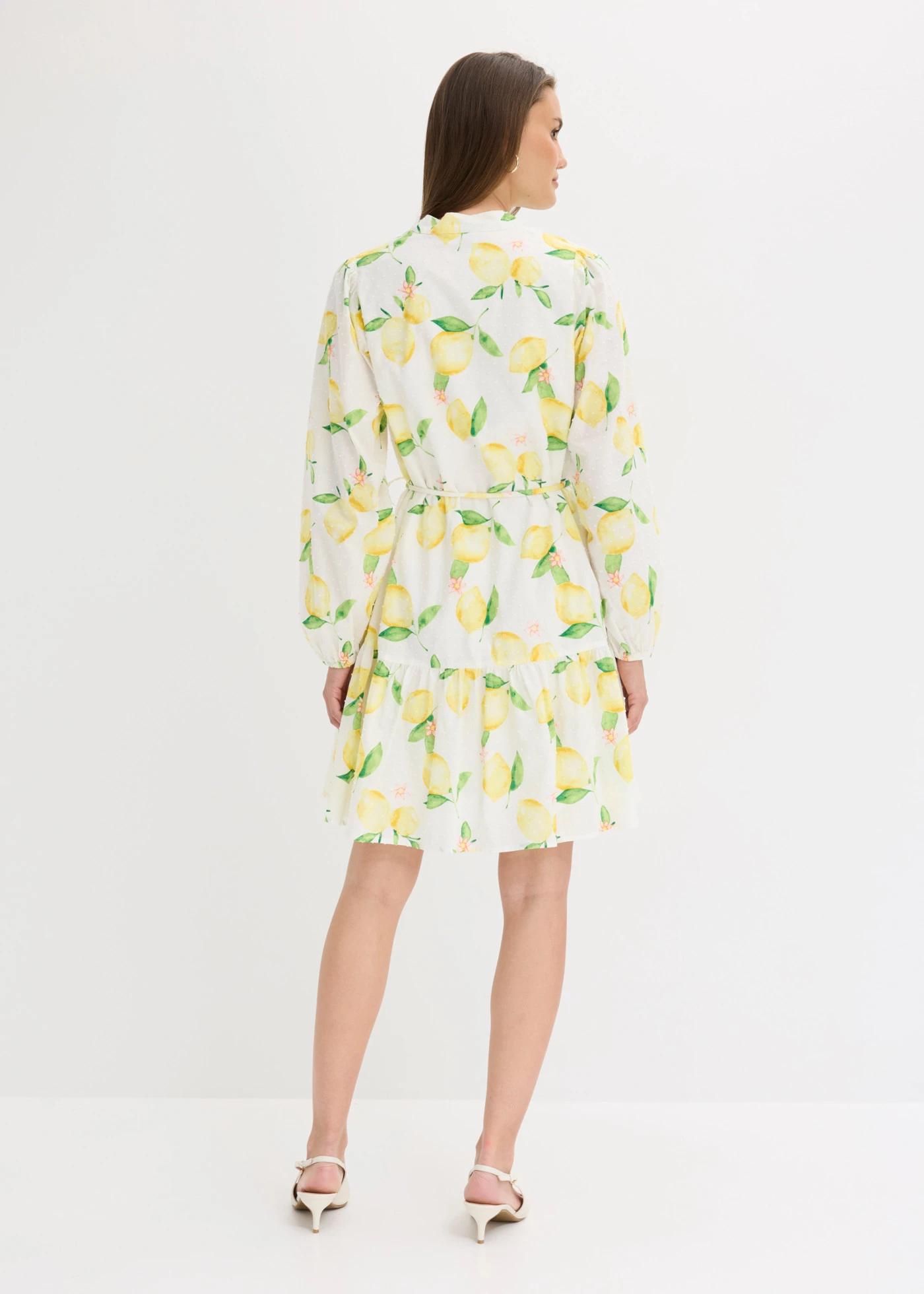 Tuniekjurk van puur katoen • wit-geel citroenprint • bonprix online shop