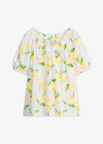 Blouse van katoen met ballonmouwen