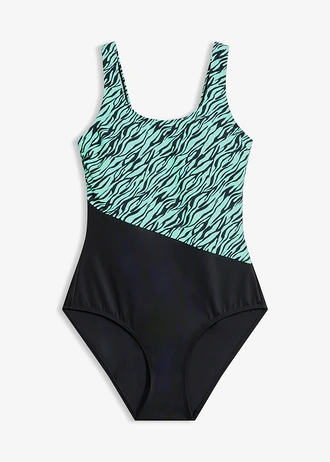 Maillot 1 pièce avec imprimé zèbre • vert menthe-noir zèbre • Boutique bonprix