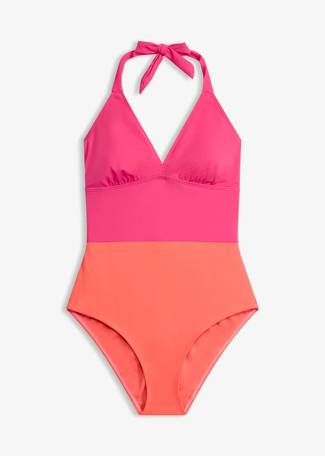 Halter badpak met strikje aan de achterkant • pink-koraal • bonprix online shop