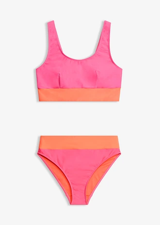 Zabudowane bikini bustier (2 części) • różowy • sklep bonprix